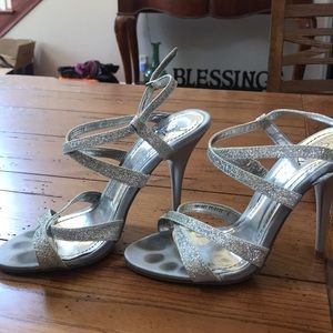 Cathy Jean Sparkly Silver Strappy Heels